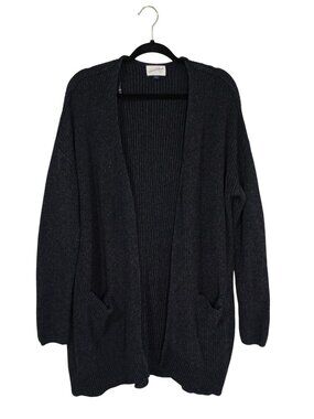 Universal Thread Charcoal Gray Open Front Knit Cardigan Sweater With Pockets XL